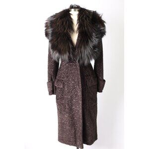 $13,500 TOM FORD Marron Astrakan Velvet Coat W/ Fox Fur SZ 42 NEW